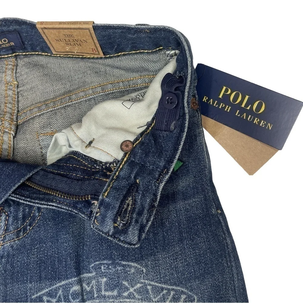 NEW! Polo Ralph Lauren Tynan Sullivan Slim Graffiti Patch Jeans BOYS 8